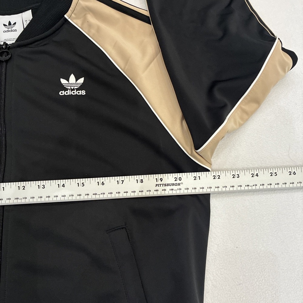 Adidas Track Jacket Mens Teen Small Black Magic Beige Tan Streetwear - Picture 3 of 14